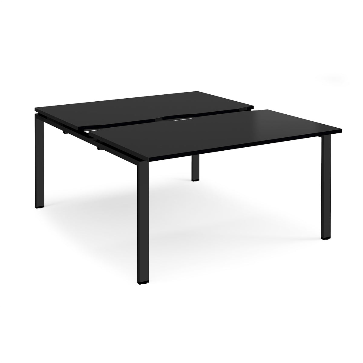 Adapt sliding top back to back desks 1400mm x 1600mm - black frame, black top - view 1