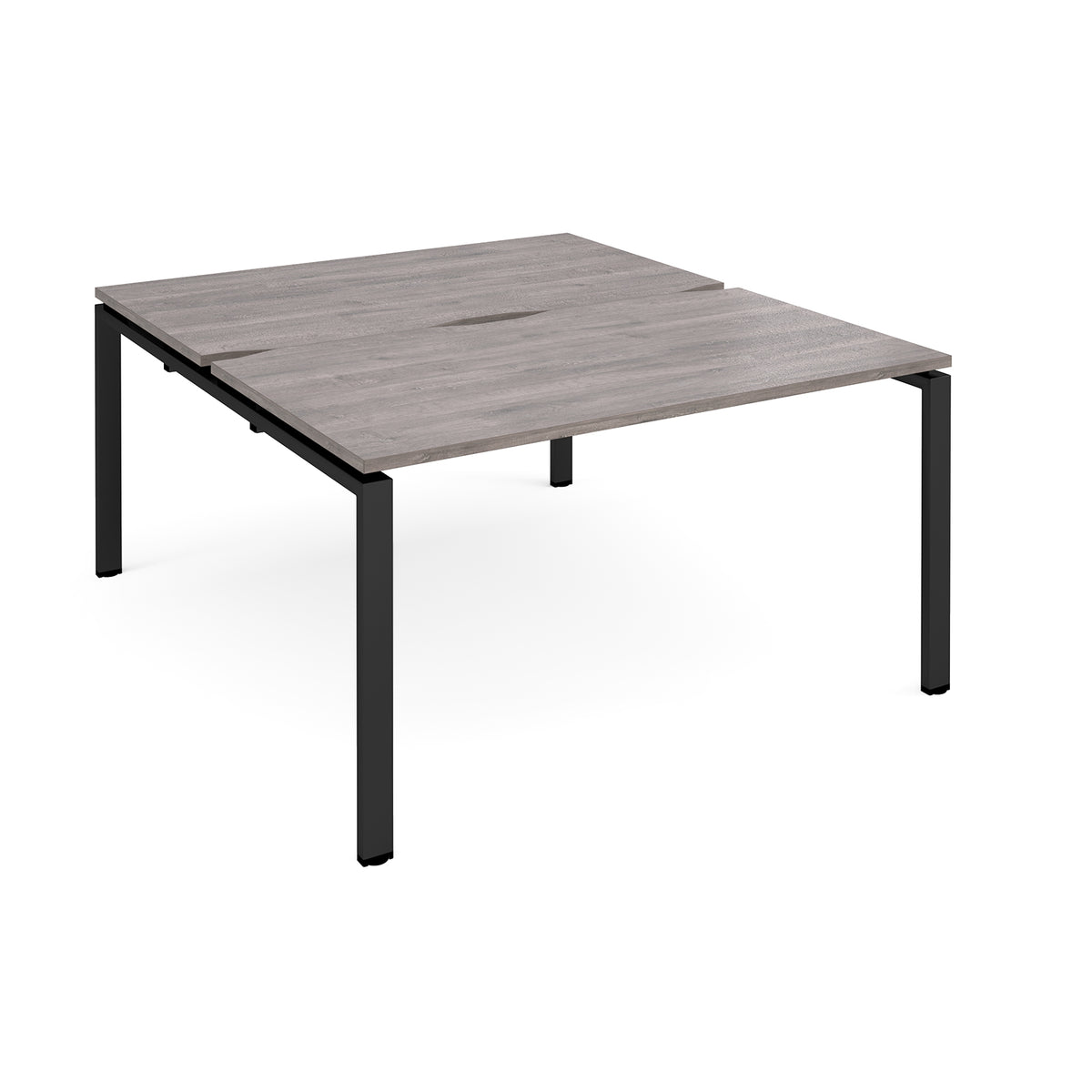 Adapt sliding top back to back desks 1400mm x 1600mm - black frame, Grey Oak Top - view 1