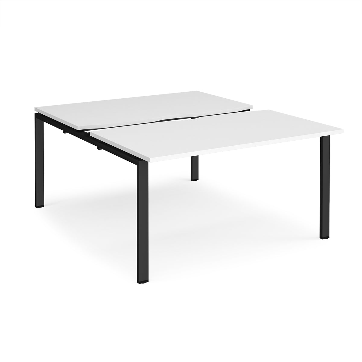 Adapt sliding top back to back desks 1400mm x 1600mm - black frame, White Top - view 1