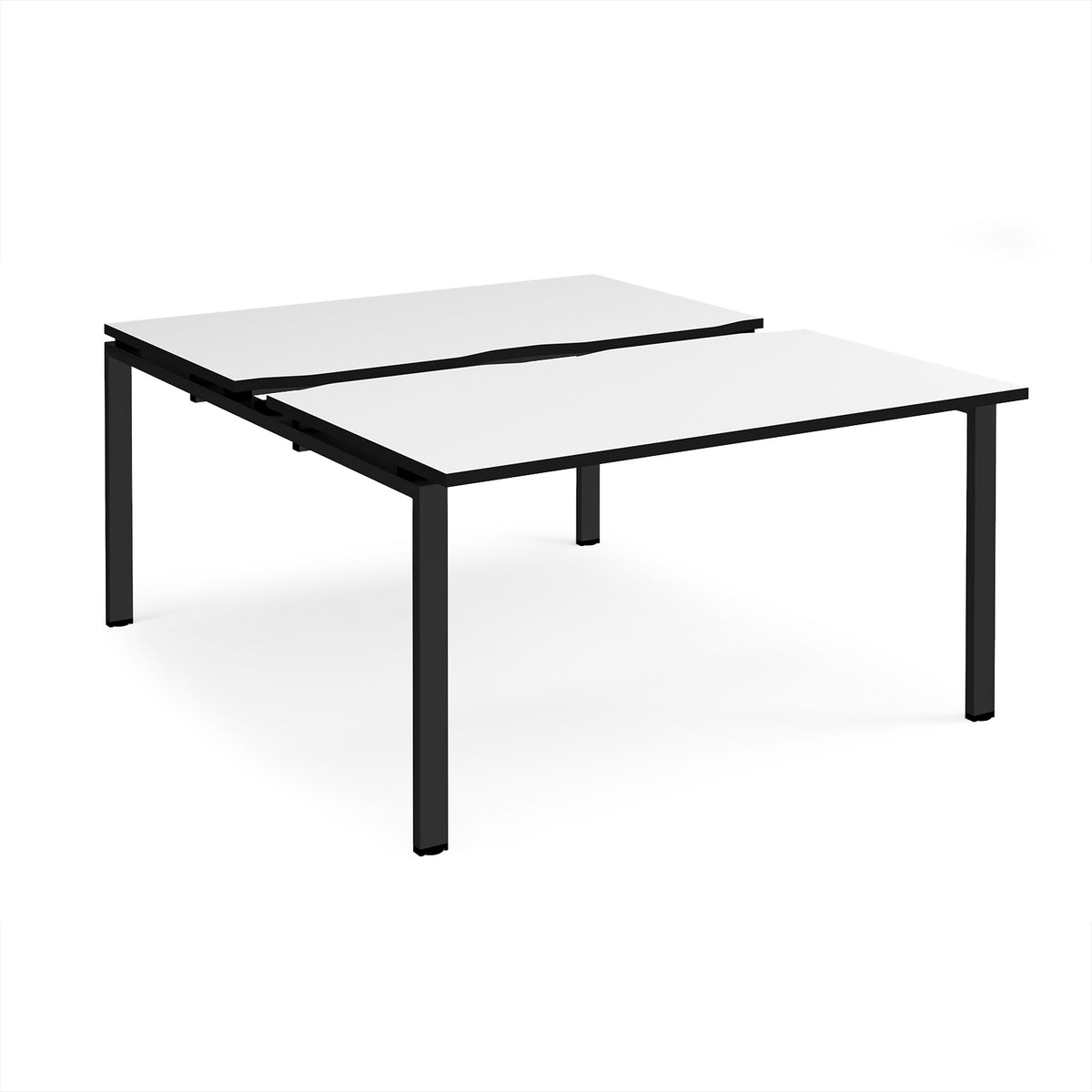 Adapt sliding top back to back desks 1400mm x 1600mm - black frame, White Top, black edge - view 1