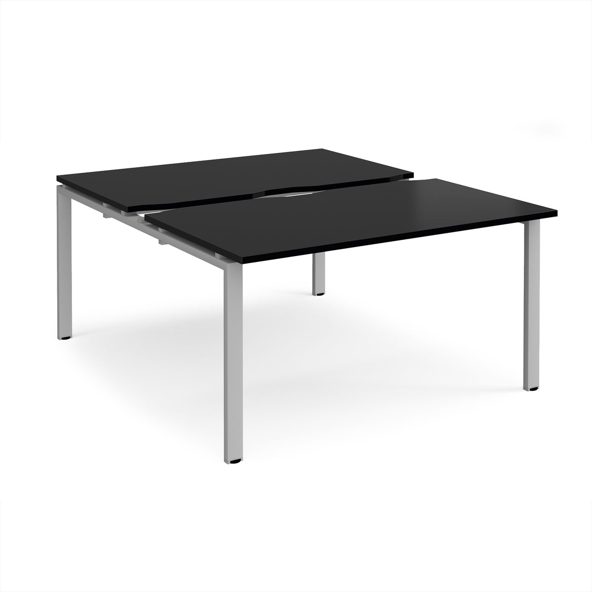 Adapt sliding top back to back desks 1400mm x 1600mm - silver frame, black top - view 1