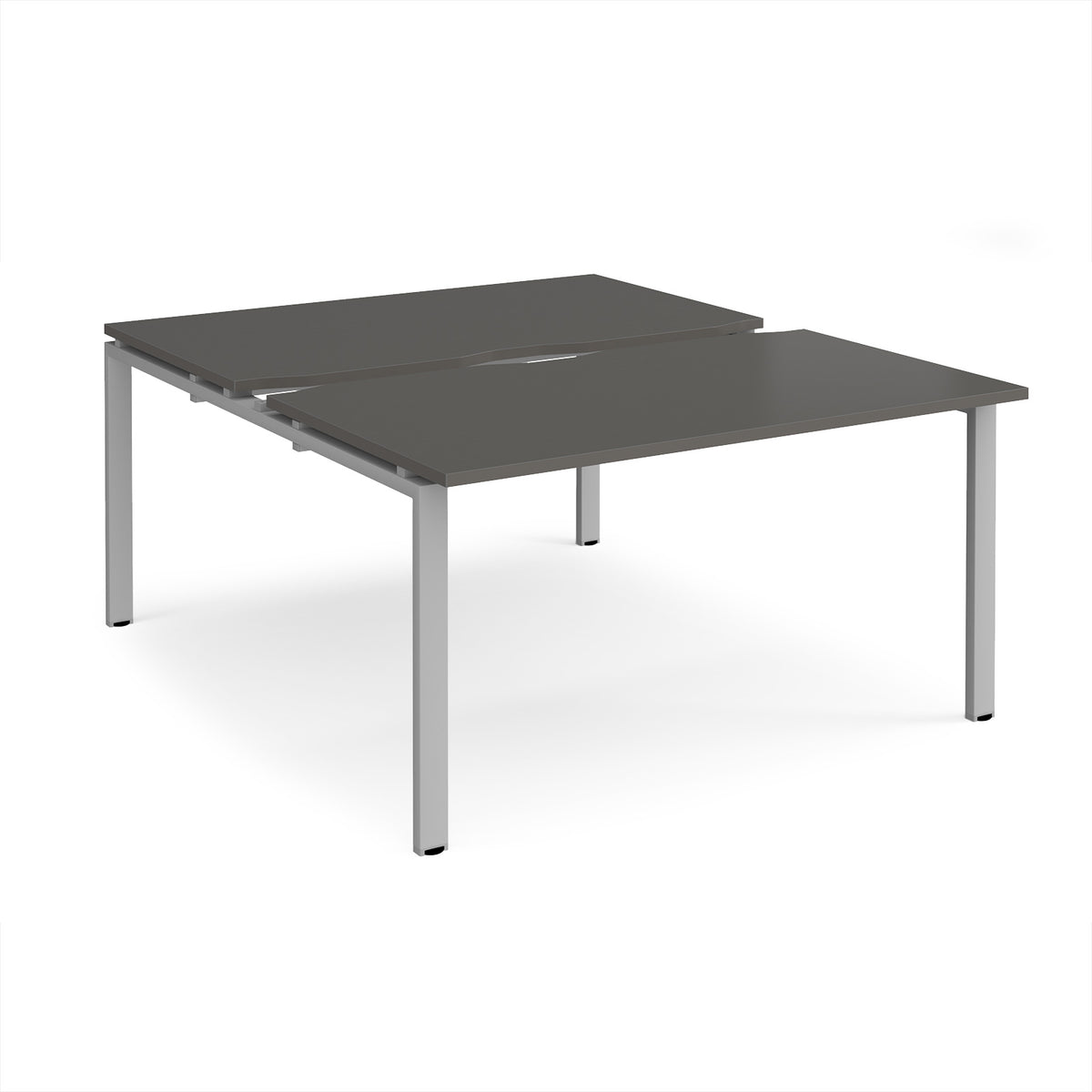 Adapt sliding top back to back desks 1400mm x 1600mm - silver frame, storm grey top - view 1