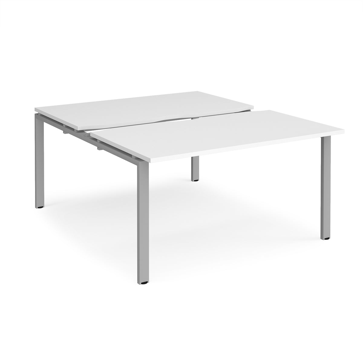 Adapt sliding top back to back desks 1400mm x 1600mm - silver frame, White Top - view 1