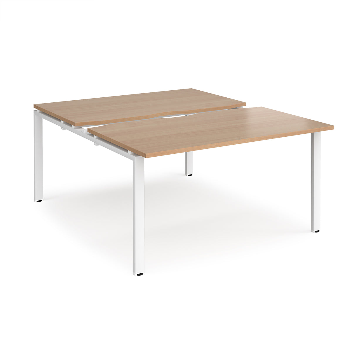 Adapt sliding top back to back desks 1400mm x 1600mm - white frame, Beech top - view 1