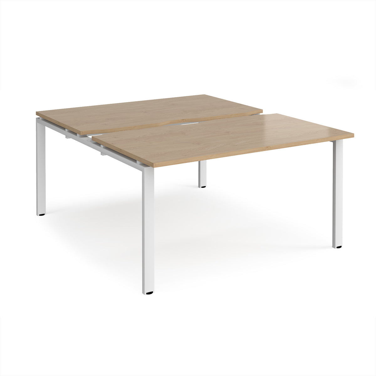Adapt sliding top back to back desks 1400mm x 1600mm - white frame, Kendal Oak Top - view 1