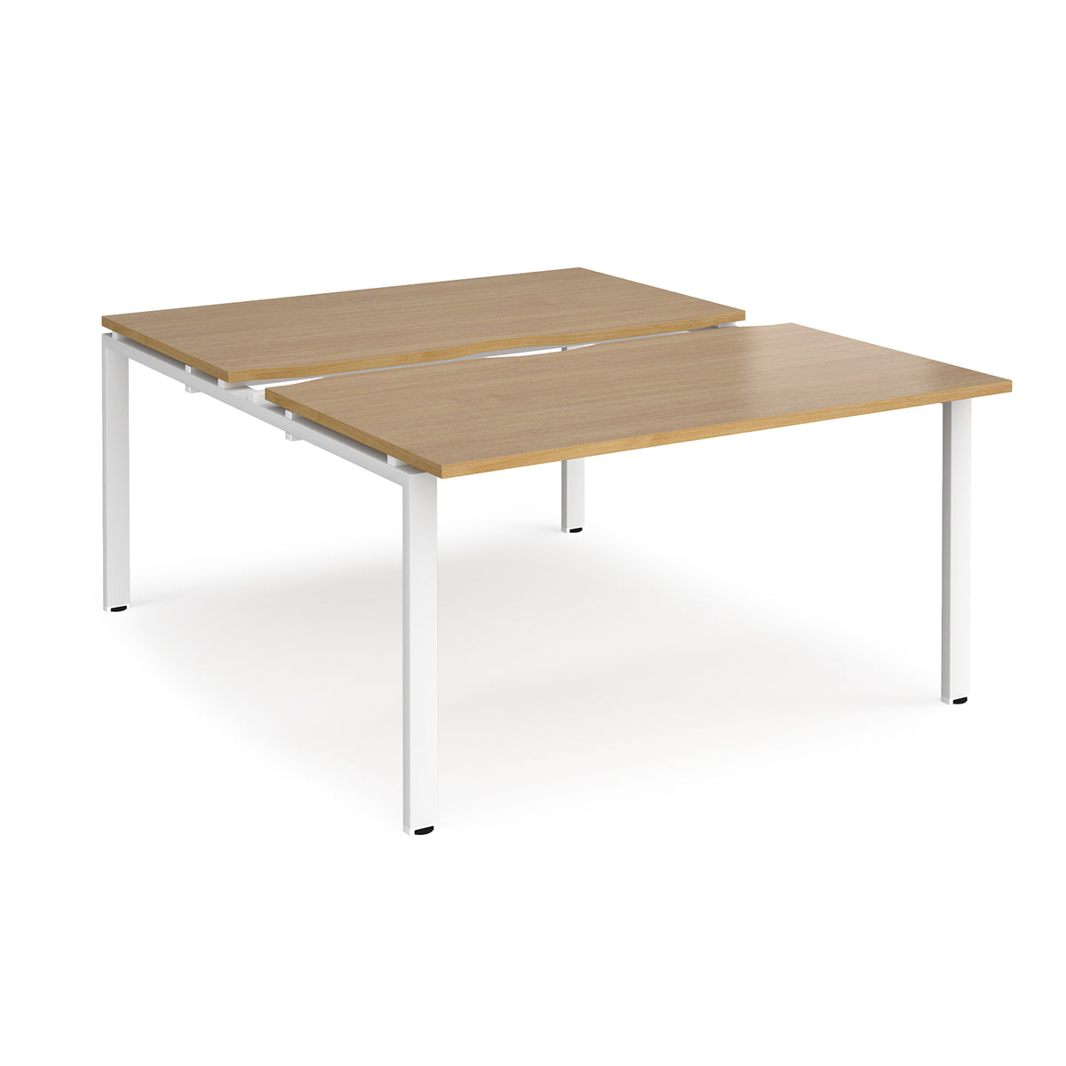 Adapt sliding top back to back desks 1400mm x 1600mm - white frame, Oak Top - view 1