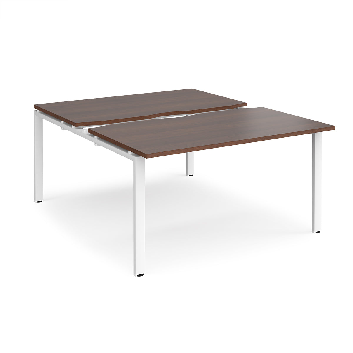 Adapt sliding top back to back desks 1400mm x 1600mm - white frame, Walnut top - view 1