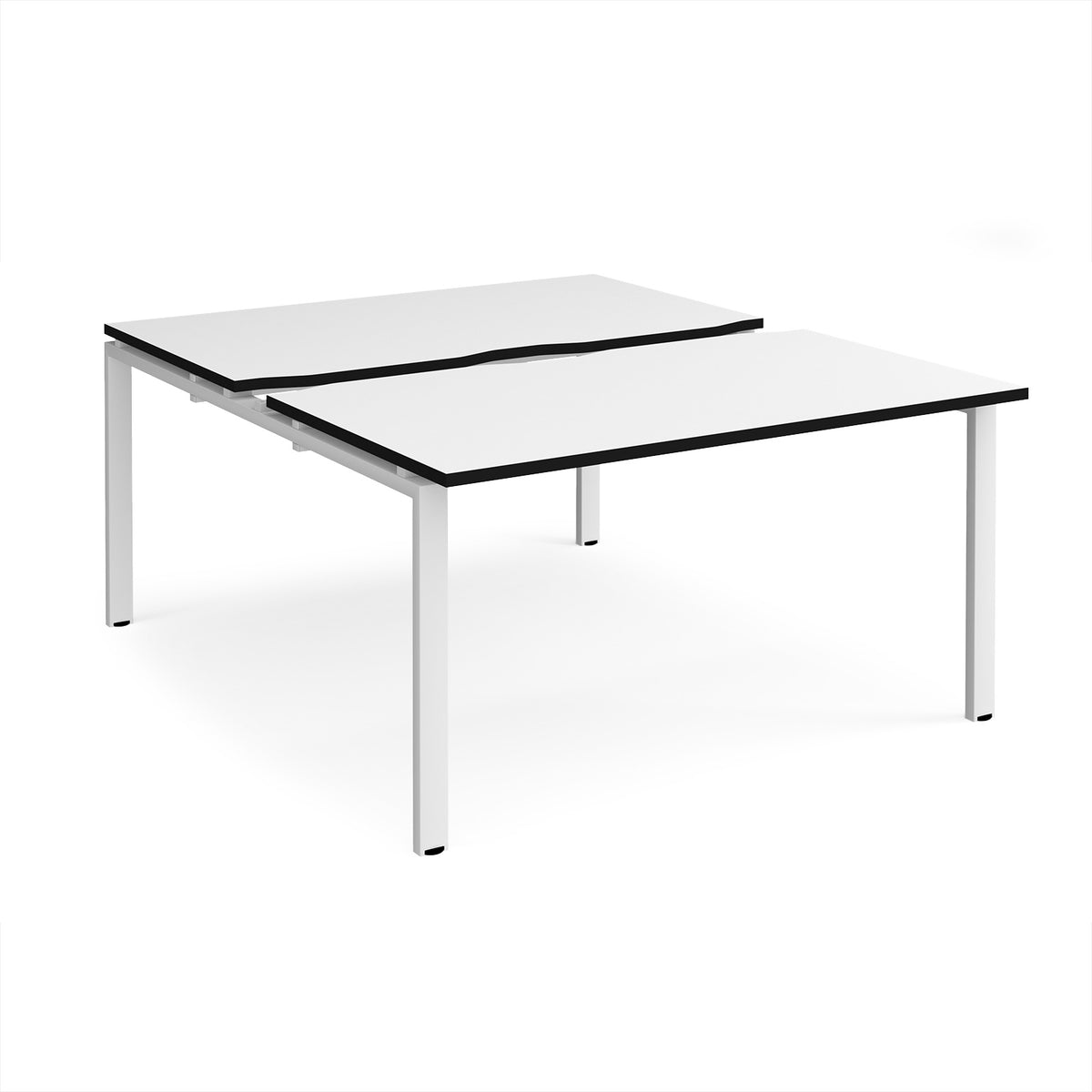 Adapt sliding top back to back desks 1400mm x 1600mm - white frame, White Top, black edge - view 1