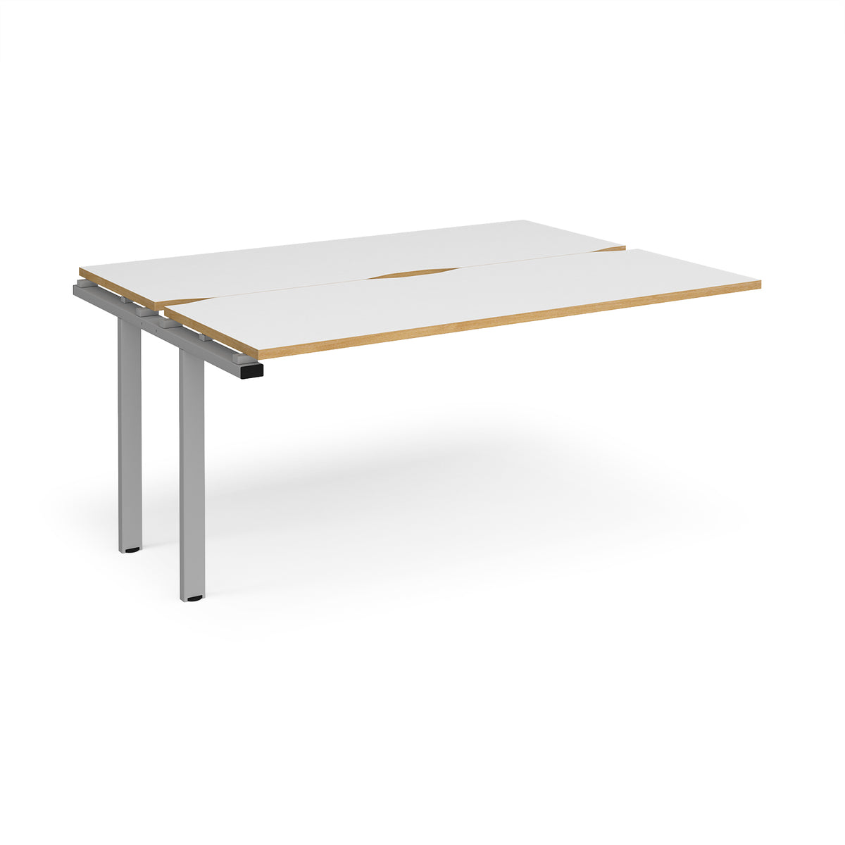 Adapt sliding top add on unit single 1600mm x 1200mm - silver frame, White Top with oak edging - view 1