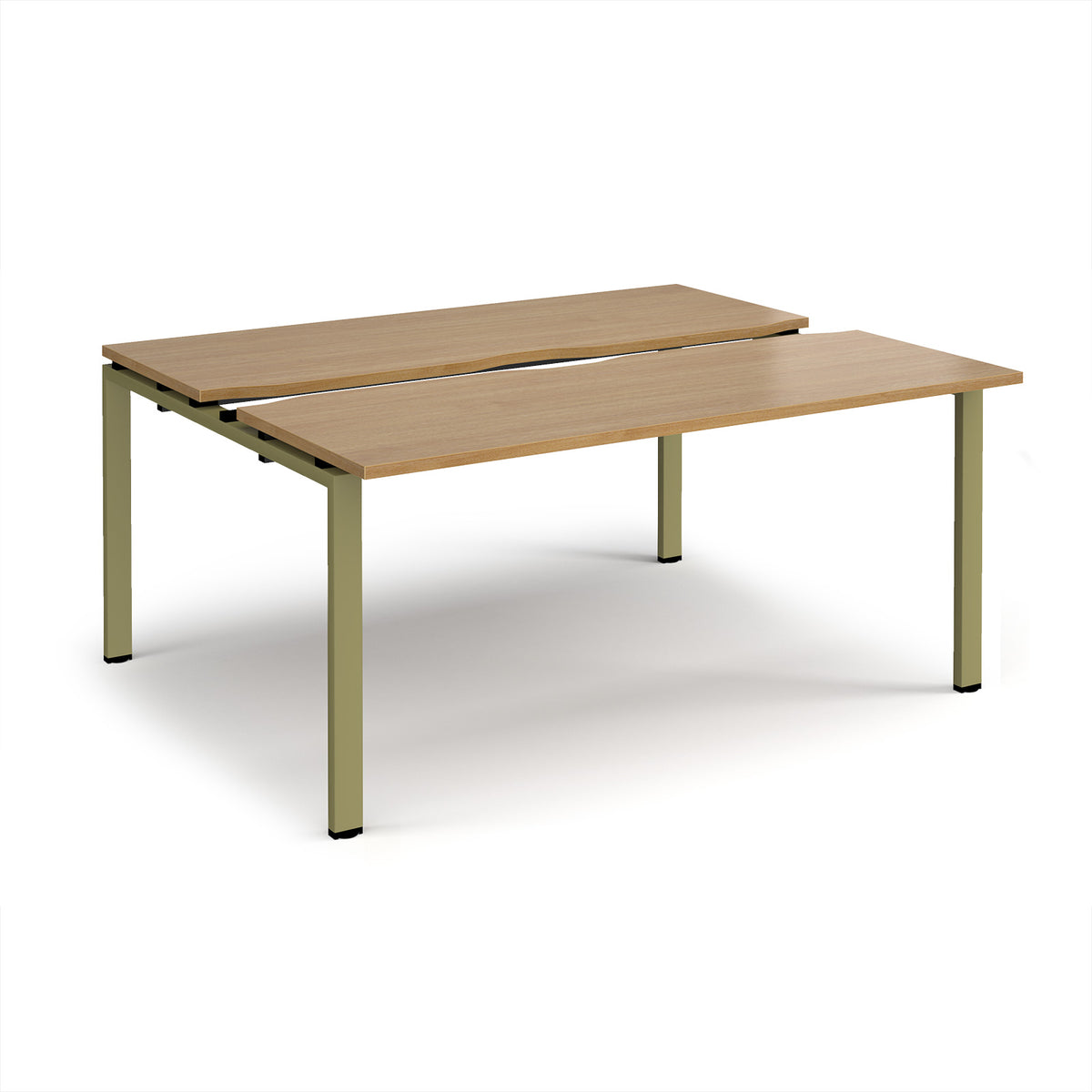 Adapt sliding top back to back desks 1600mm x 1200mm - green frame, Oak Top - view 1