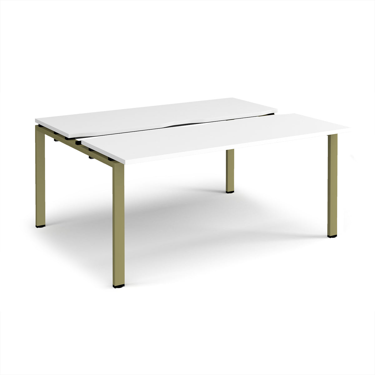 Adapt sliding top back to back desks 1600mm x 1200mm - green frame, White Top - view 1