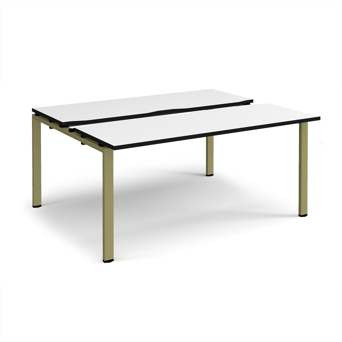 Adapt sliding top back to back desks 1600mm x 1200mm - green frame, White Top, black edge - view 1