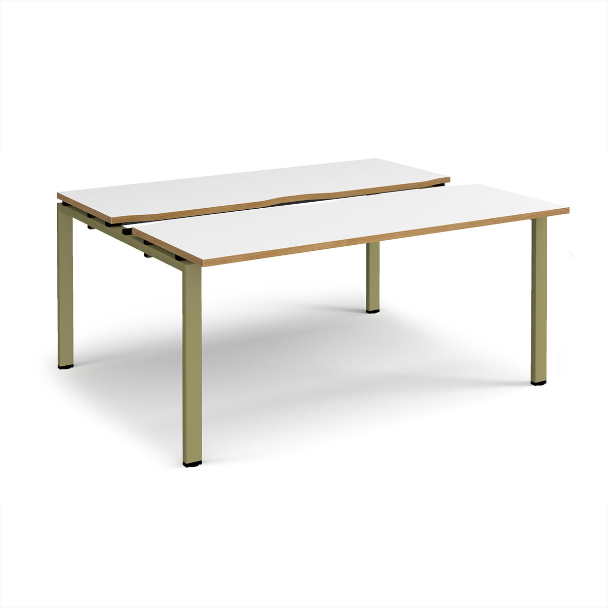 Adapt sliding top back to back desks 1600mm x 1200mm - green frame, White Top, oak edge - view 1