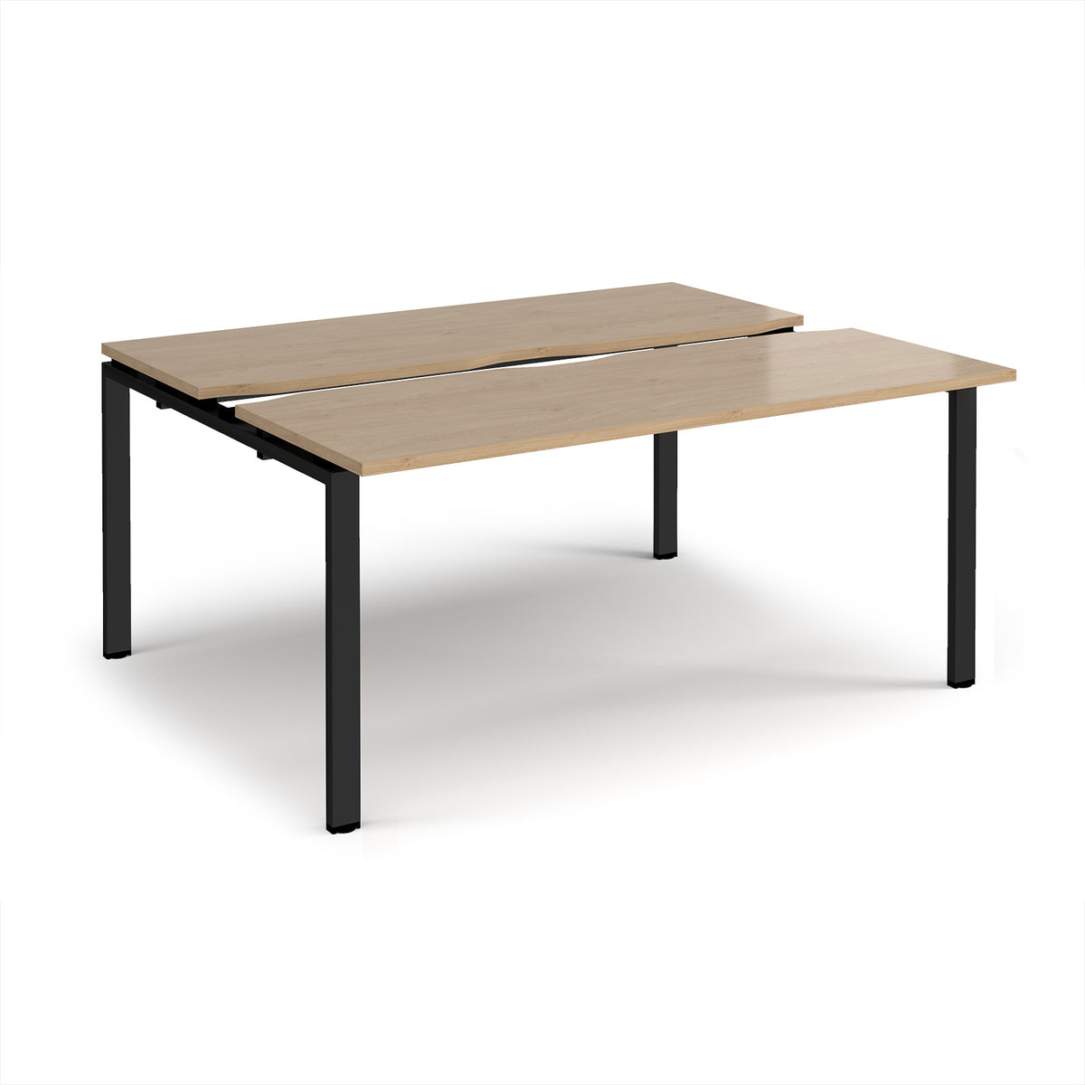 Adapt sliding top back to back desks 1600mm x 1200mm - black frame, Kendal Oak Top - view 1