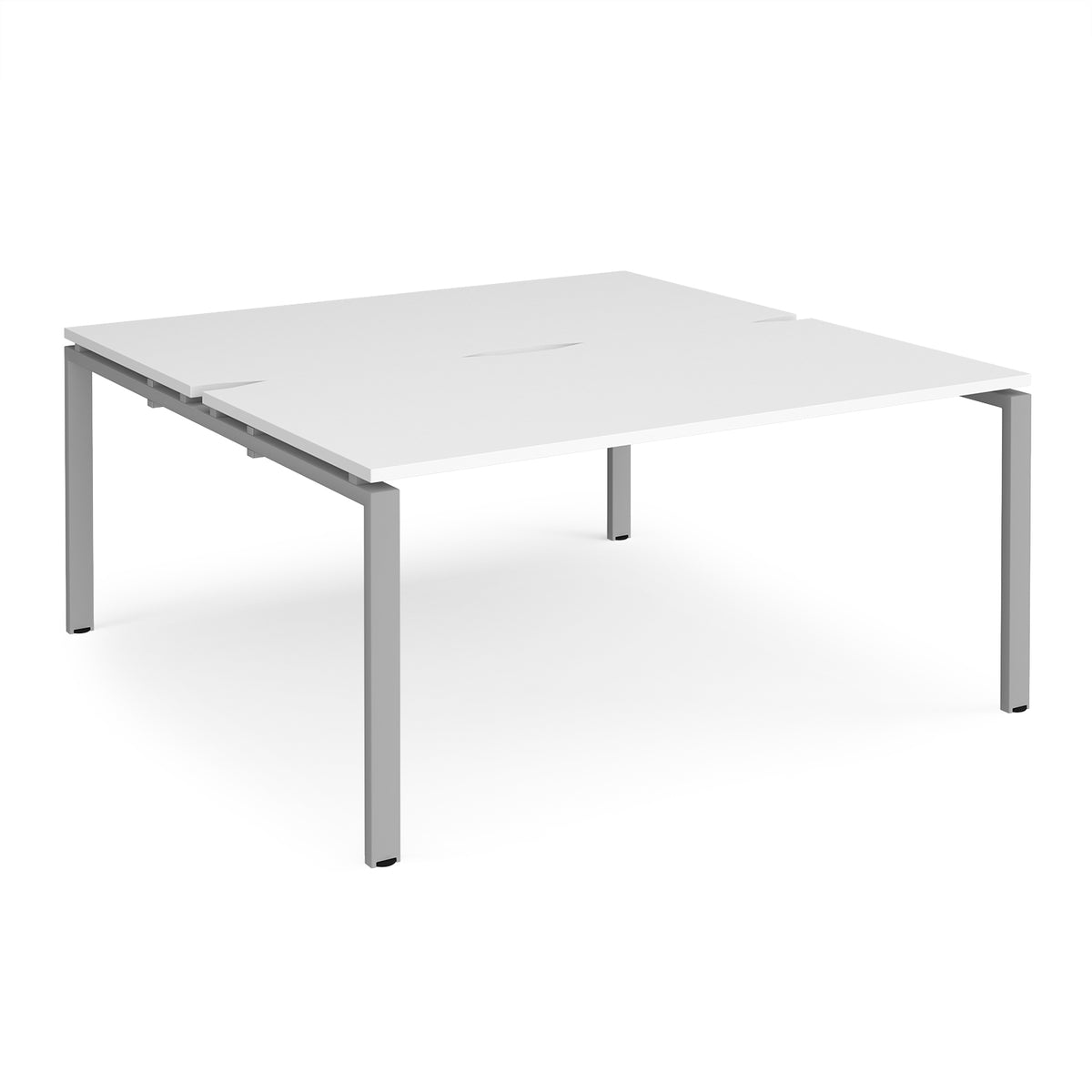 Adapt sliding top back to back desks 1600mm x 1200mm - silver frame, White Top - view 1