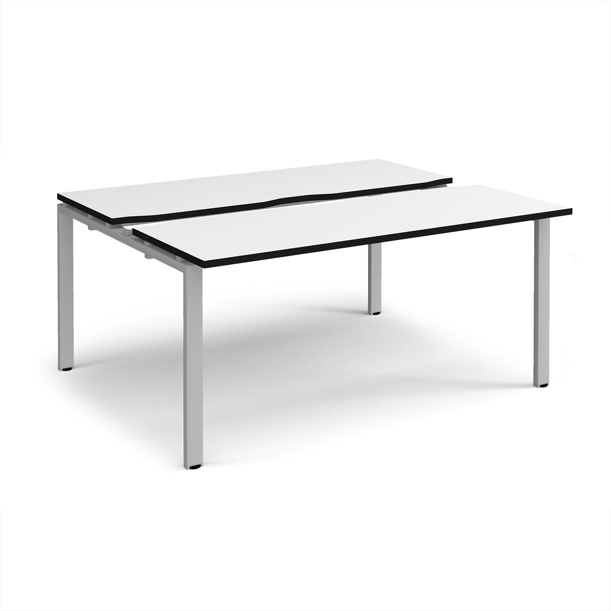 Adapt sliding top back to back desks 1600mm x 1200mm - silver frame, White Top, black edge - view 1