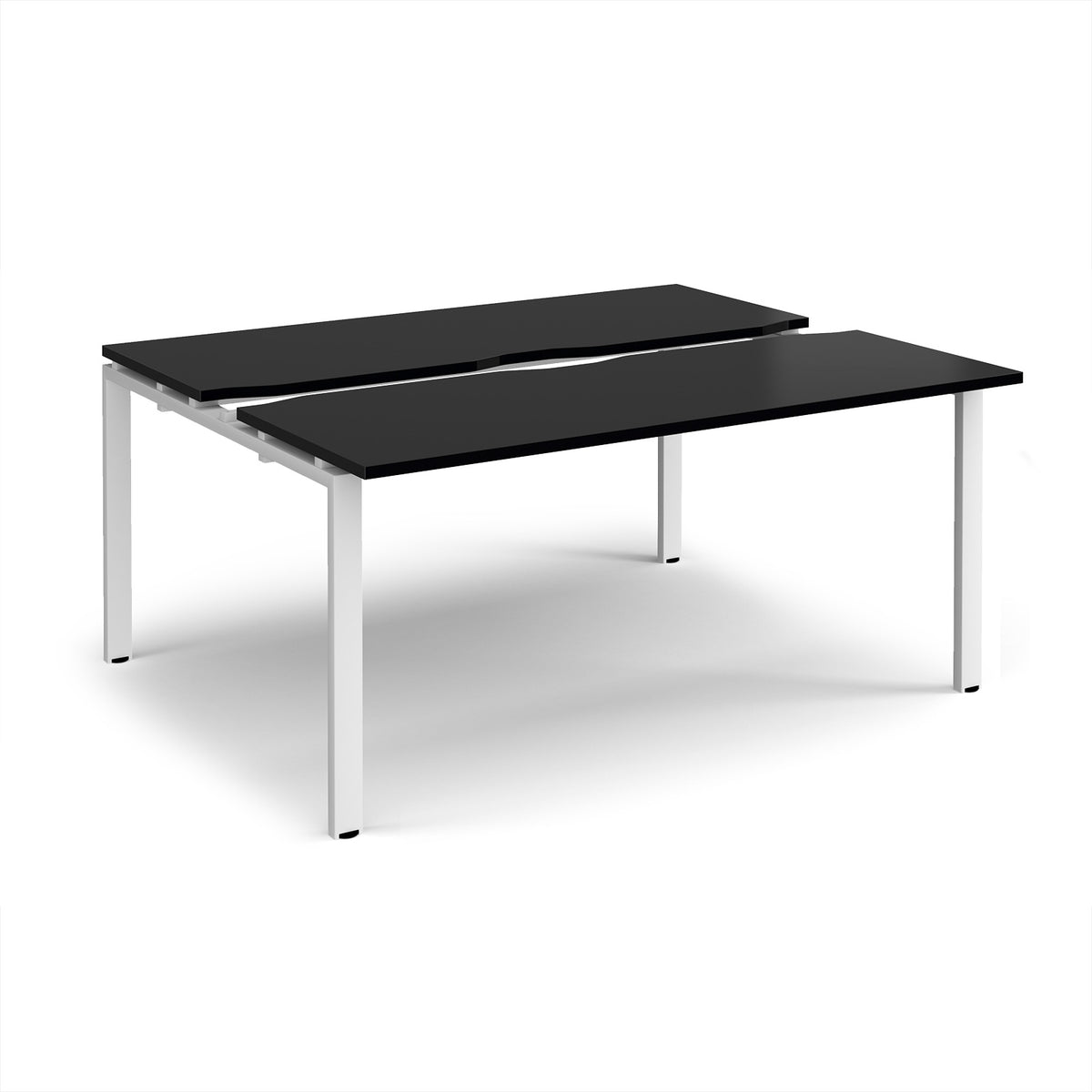 Adapt sliding top back to back desks 1600mm x 1200mm - white frame, black top - view 1