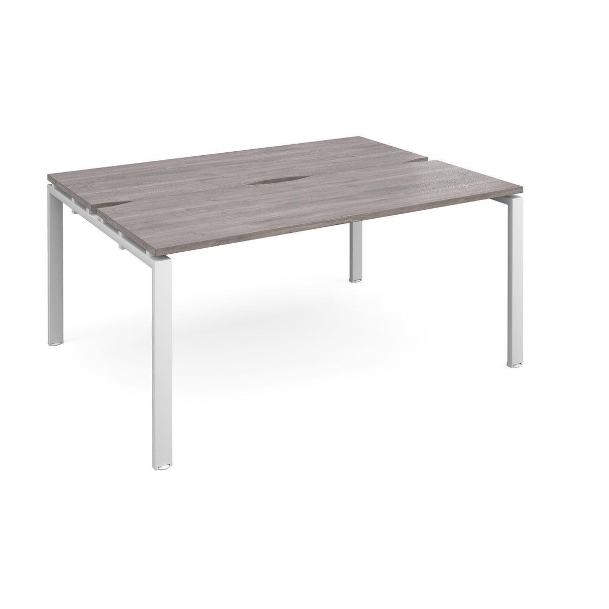 Adapt sliding top back to back desks 1600mm x 1200mm - white frame, Grey Oak Top - view 1