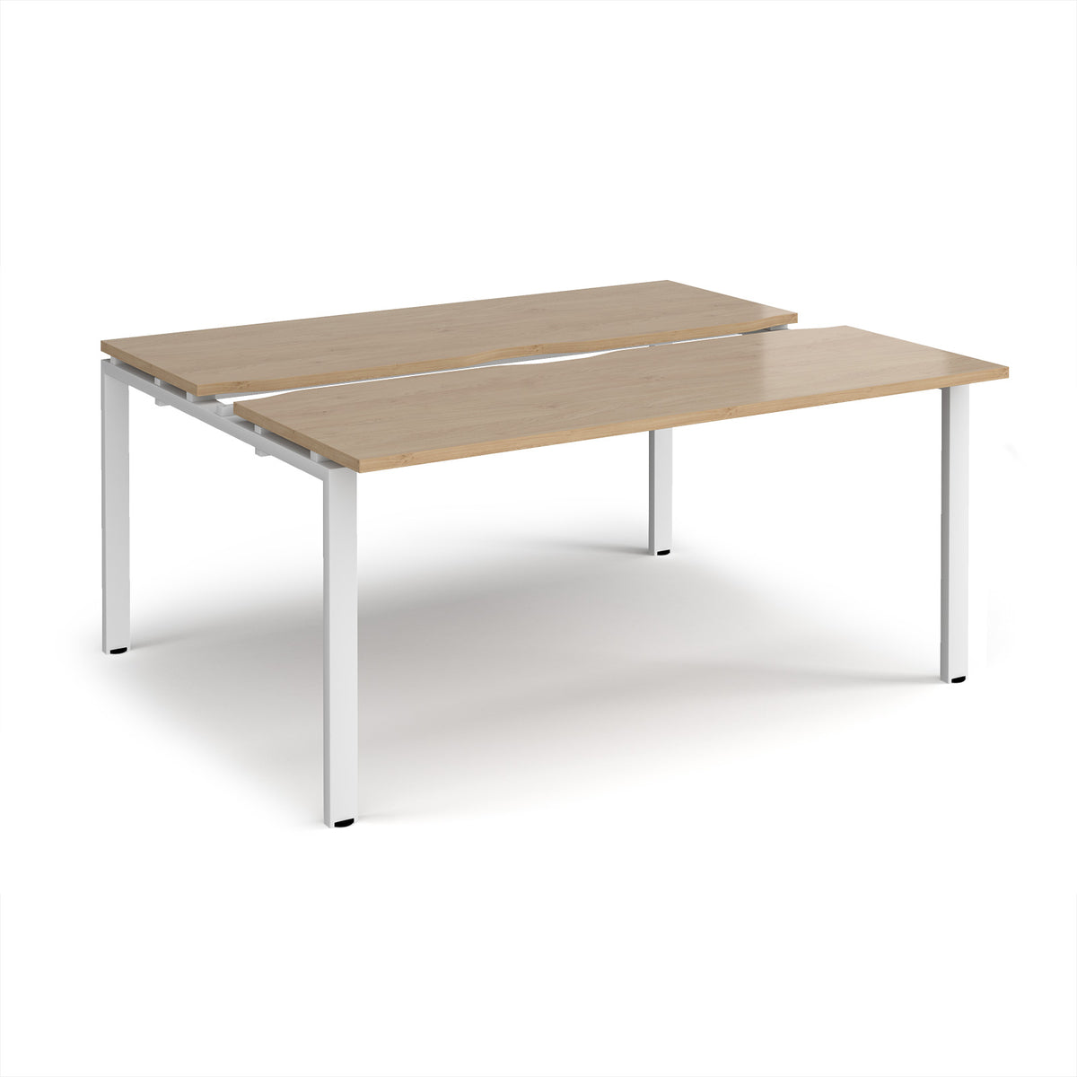 Adapt sliding top back to back desks 1600mm x 1200mm - white frame, Kendal Oak Top - view 1