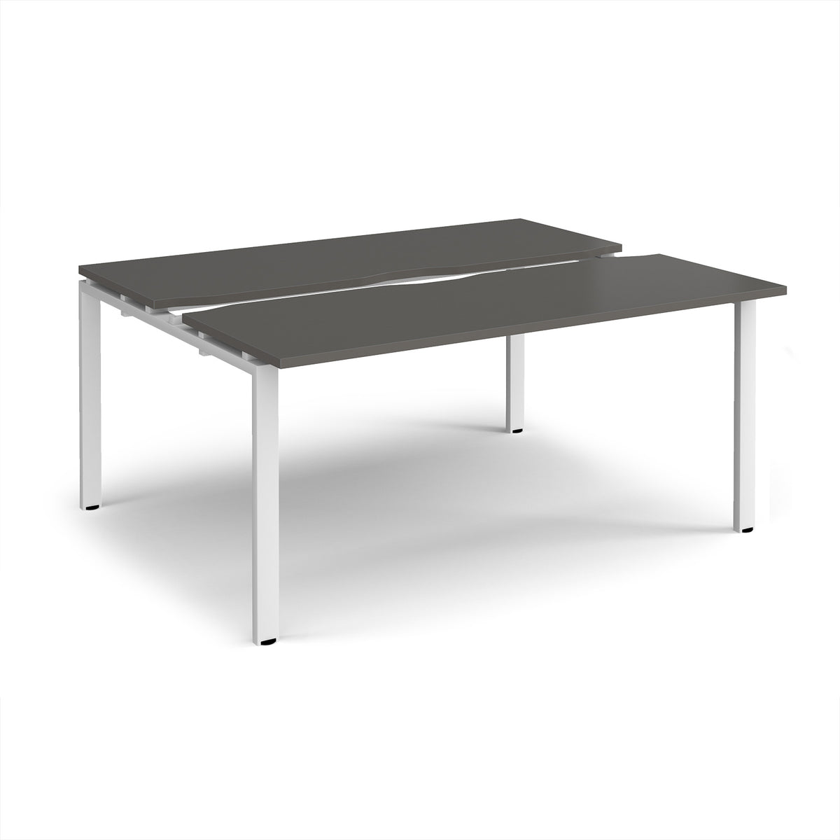 Adapt sliding top back to back desks 1600mm x 1200mm - white frame, storm grey top - view 1