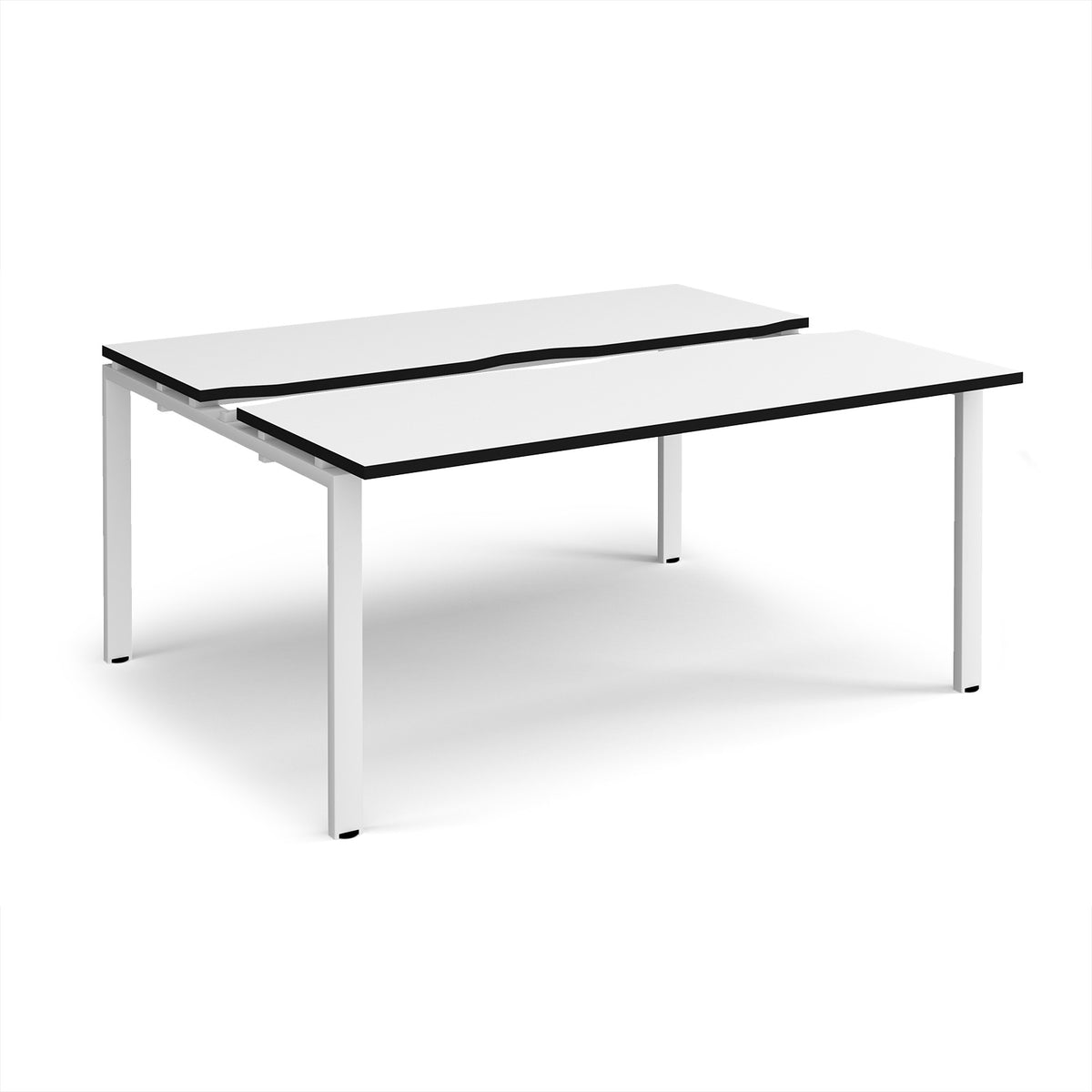 Adapt sliding top back to back desks 1600mm x 1200mm - white frame, White Top, black edge - view 1
