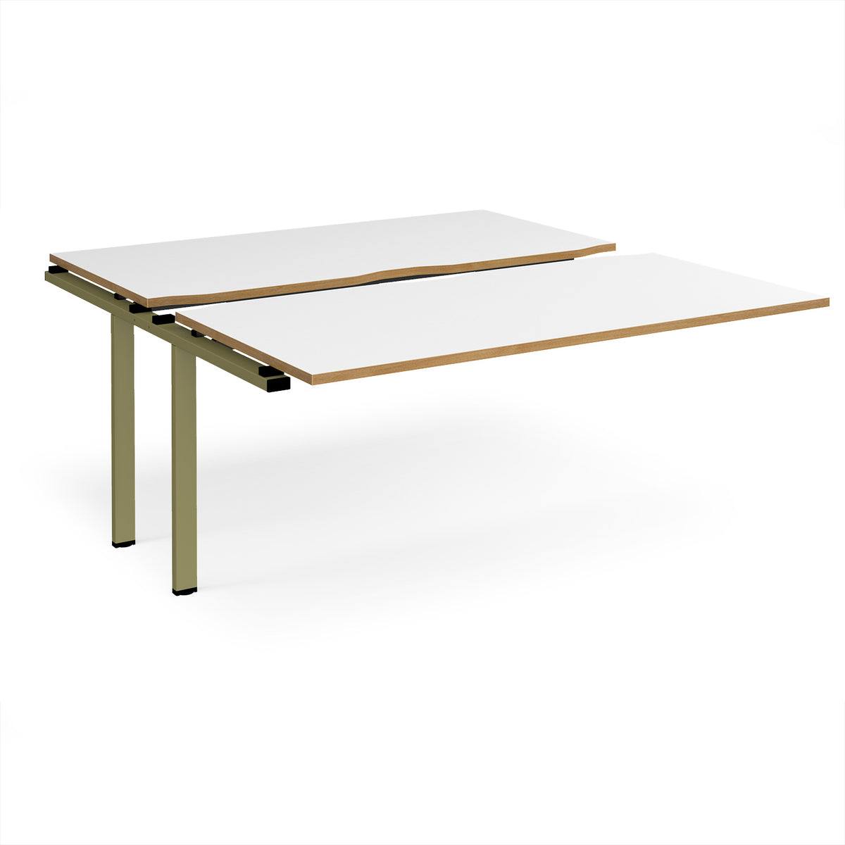 Adapt sliding top add on unit single 1600mm x 1600mm - green frame, White Top, oak edge - view 1