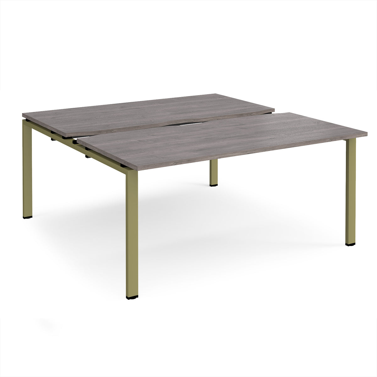 Adapt sliding top back to back desks 1600mm x 1600mm - green frame, Grey Oak Top - view 1