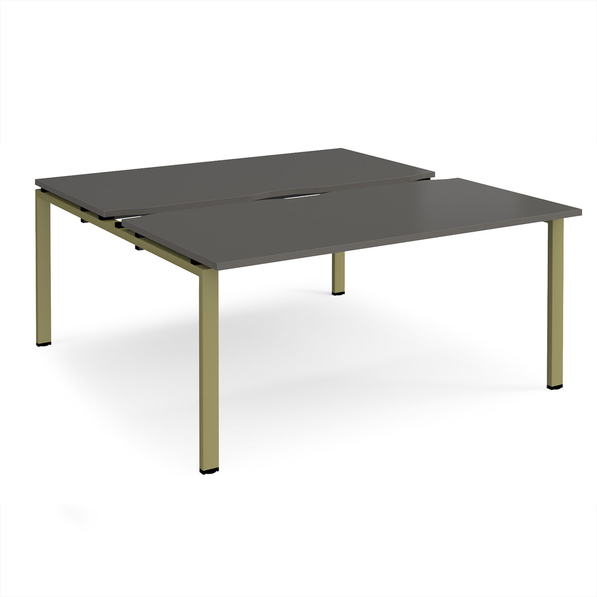 Adapt sliding top back to back desks 1600mm x 1600mm - green frame, storm grey top - view 1