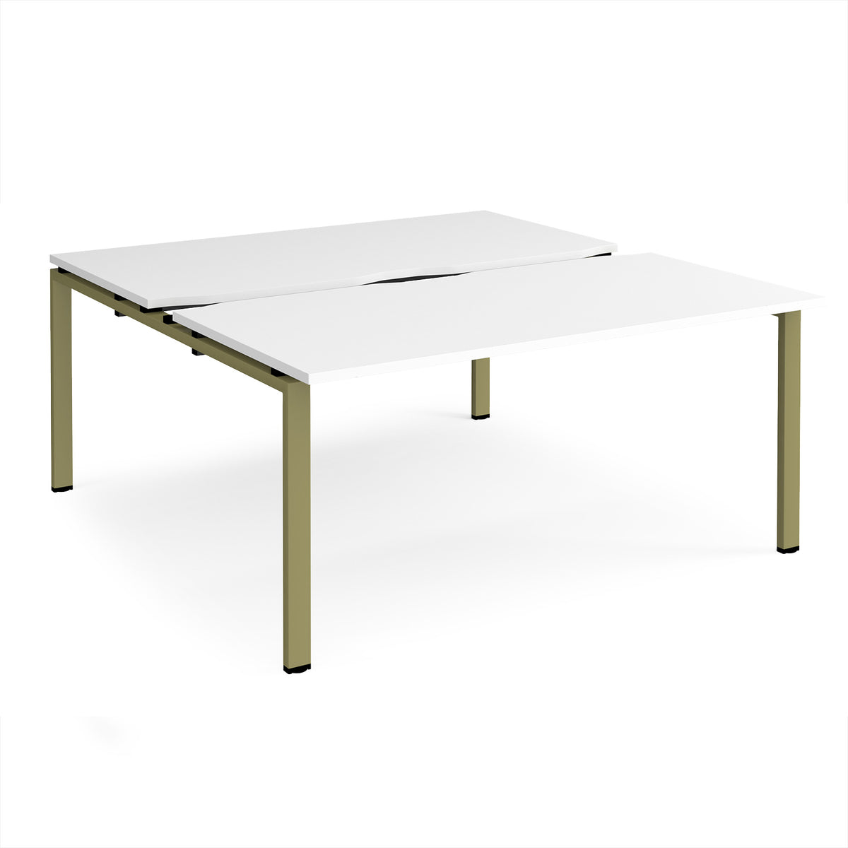 Adapt sliding top back to back desks 1600mm x 1600mm - green frame, White Top - view 1
