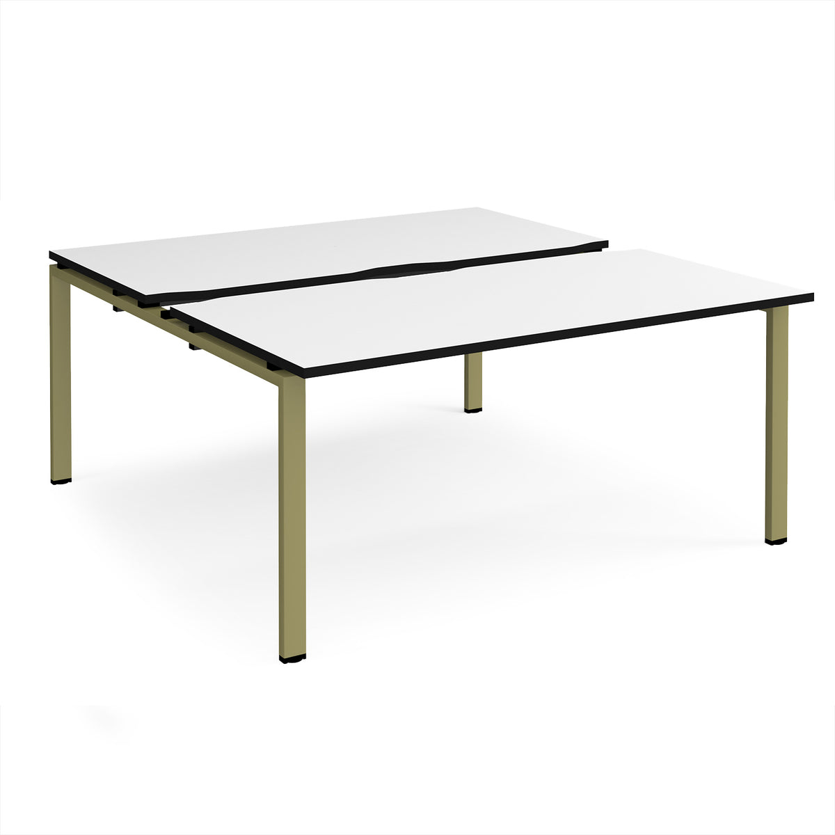 Adapt sliding top back to back desks 1600mm x 1600mm - green frame, White Top, black edge - view 1