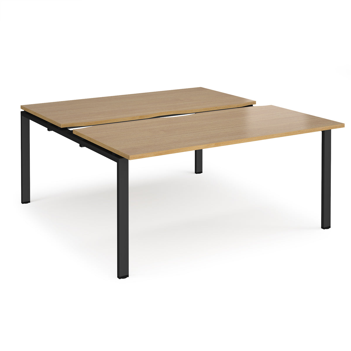Adapt sliding top back to back desks 1600mm x 1600mm - black frame, Oak Top - view 1