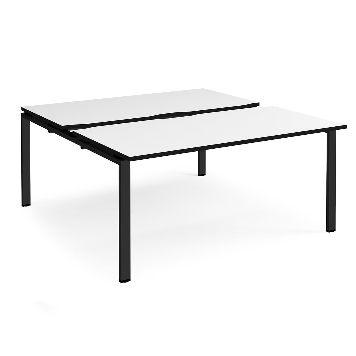 Adapt sliding top back to back desks 1600mm x 1600mm - black frame, White Top, black edge - view 1