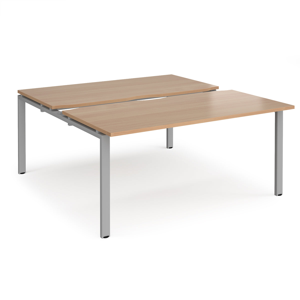 Adapt sliding top back to back desks 1600mm x 1600mm - silver frame, Beech top - view 1