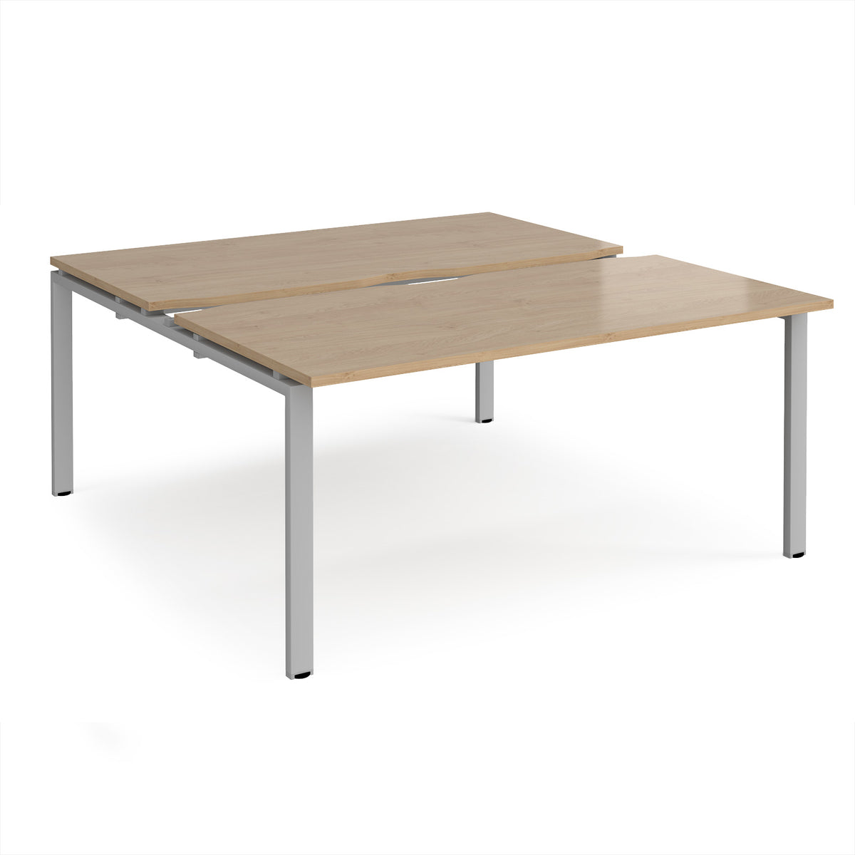 Adapt sliding top back to back desks 1600mm x 1600mm - silver frame, Kendal Oak Top - view 1