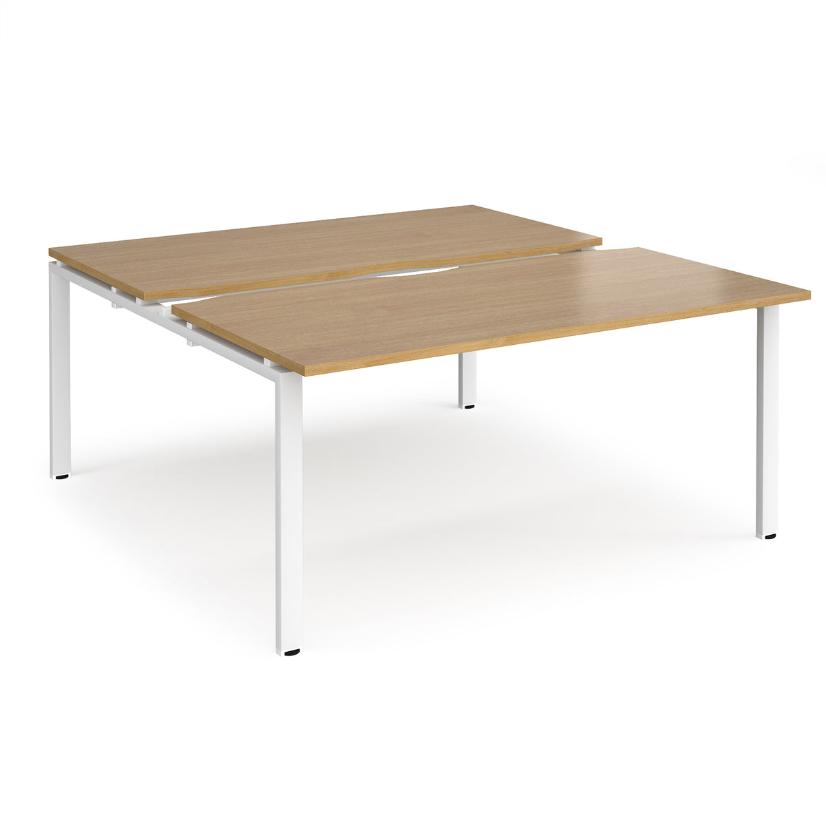 Adapt sliding top back to back desks 1600mm x 1600mm - white frame, Oak Top - view 1
