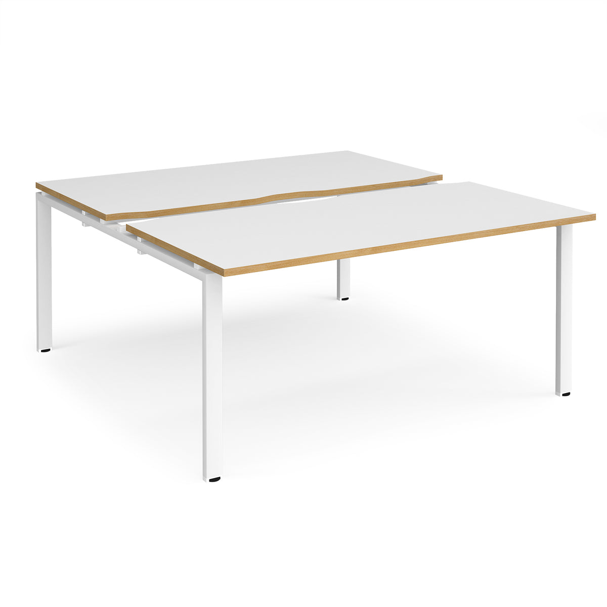 Adapt sliding top back to back desks 1600mm x 1600mm - white frame, White Top with oak edging - view 1