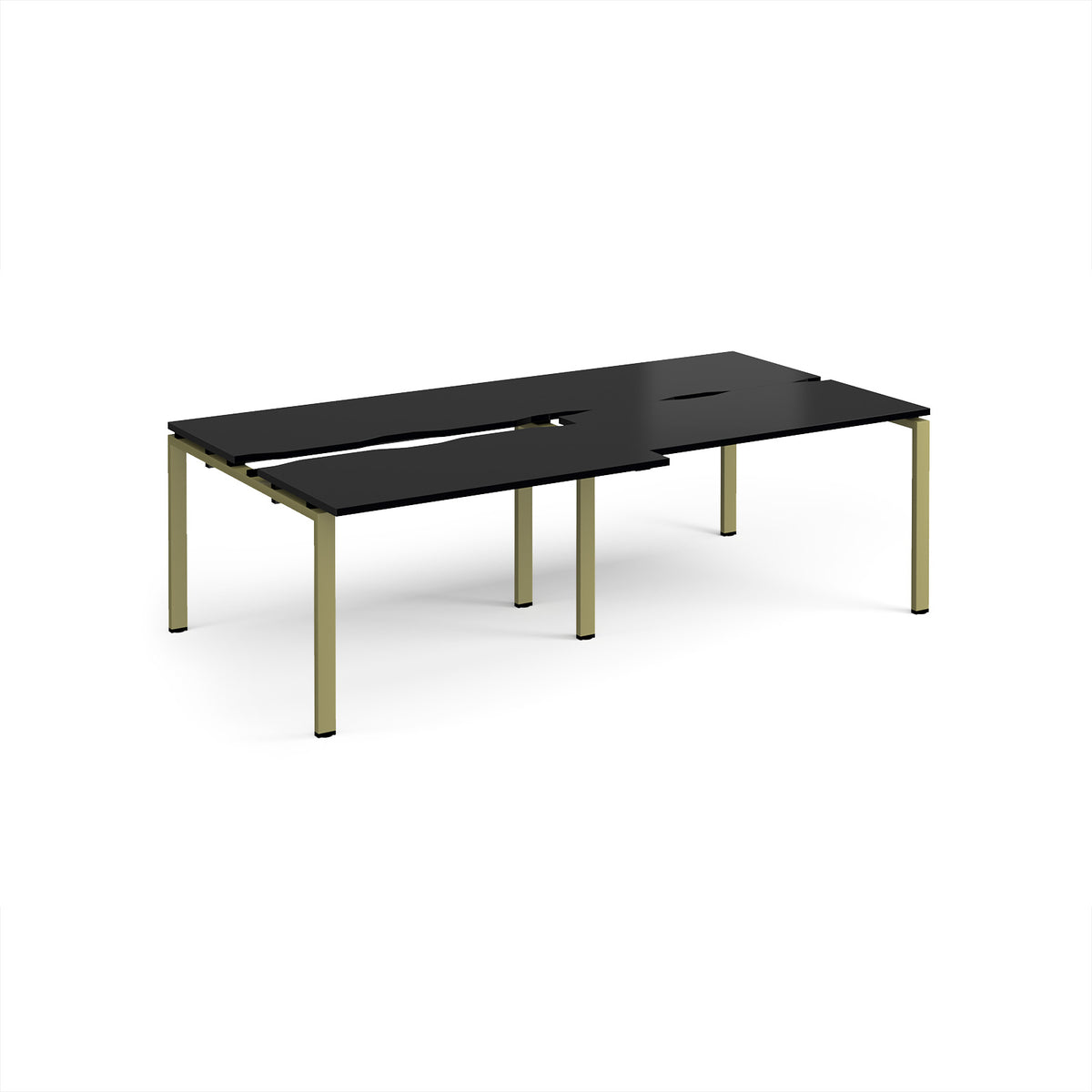 Adapt sliding top double back to back desks 2400mm x 1200mm - green frame, black top - view 1