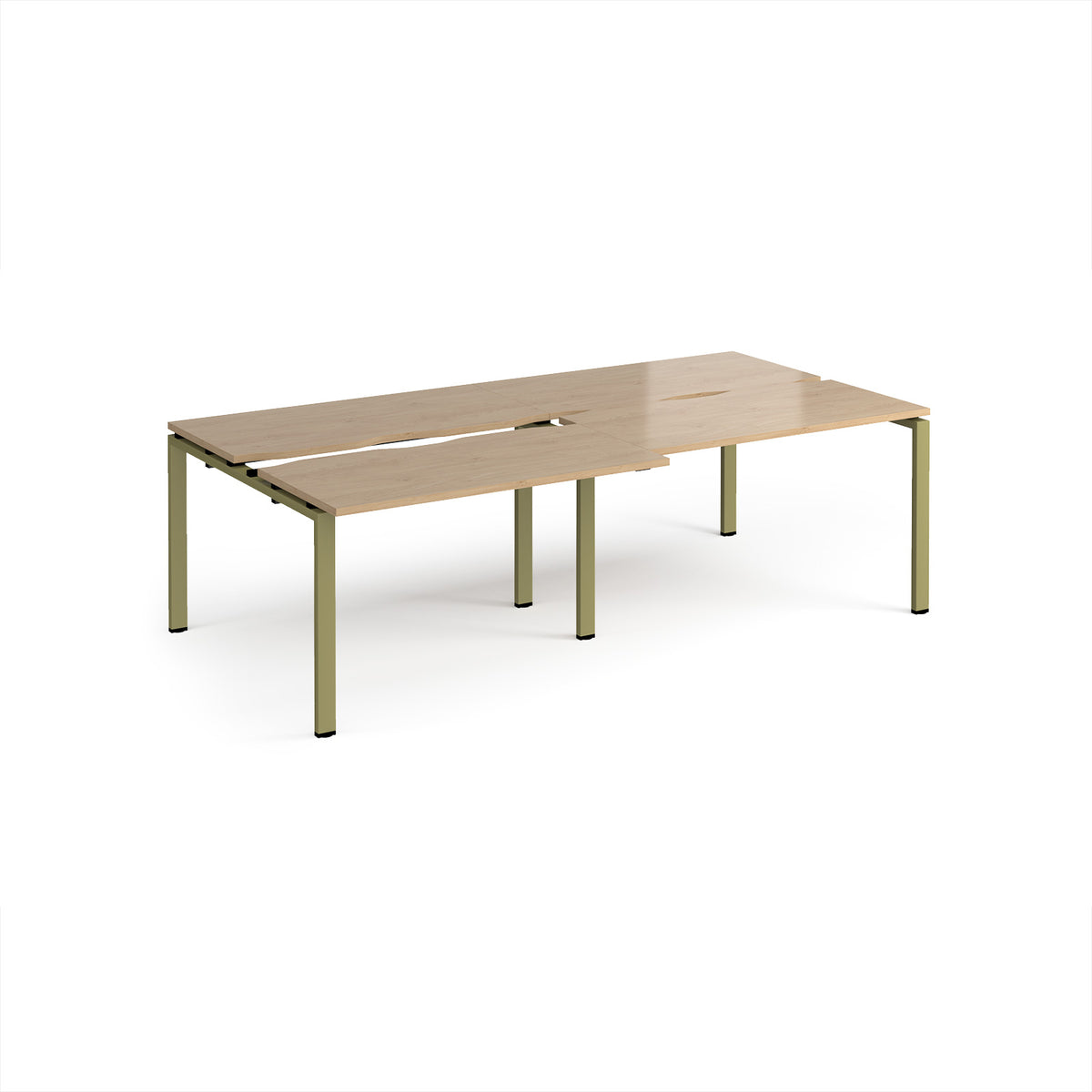 Adapt sliding top double back to back desks 2400mm x 1200mm - green frame, Kendal Oak Top - view 1