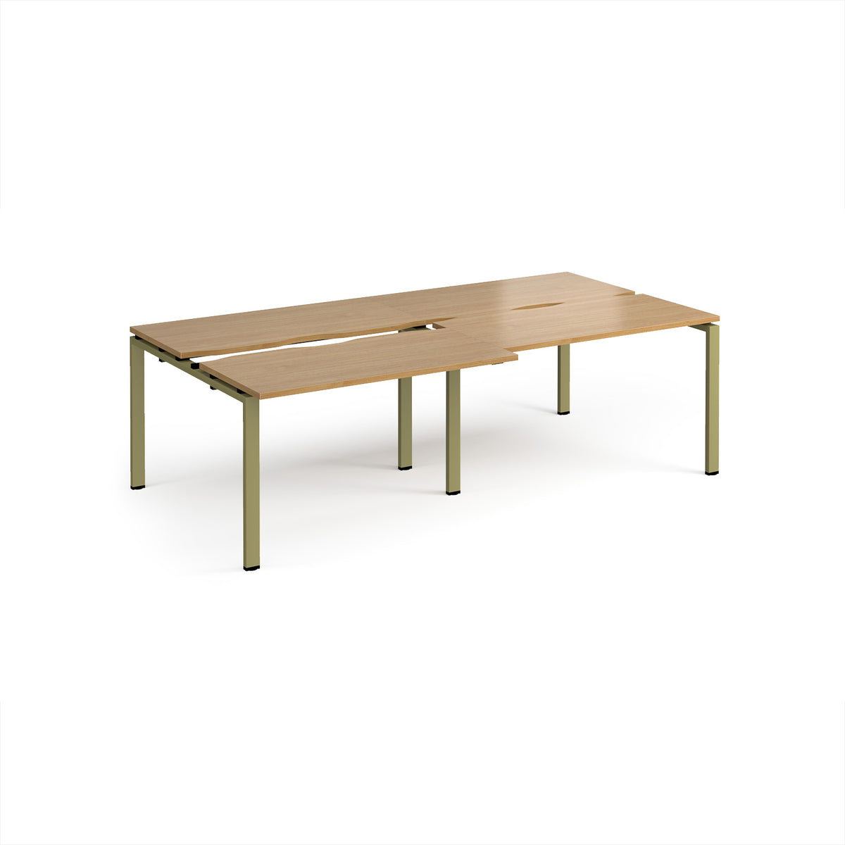 Adapt sliding top double back to back desks 2400mm x 1200mm - green frame, Oak Top - view 1
