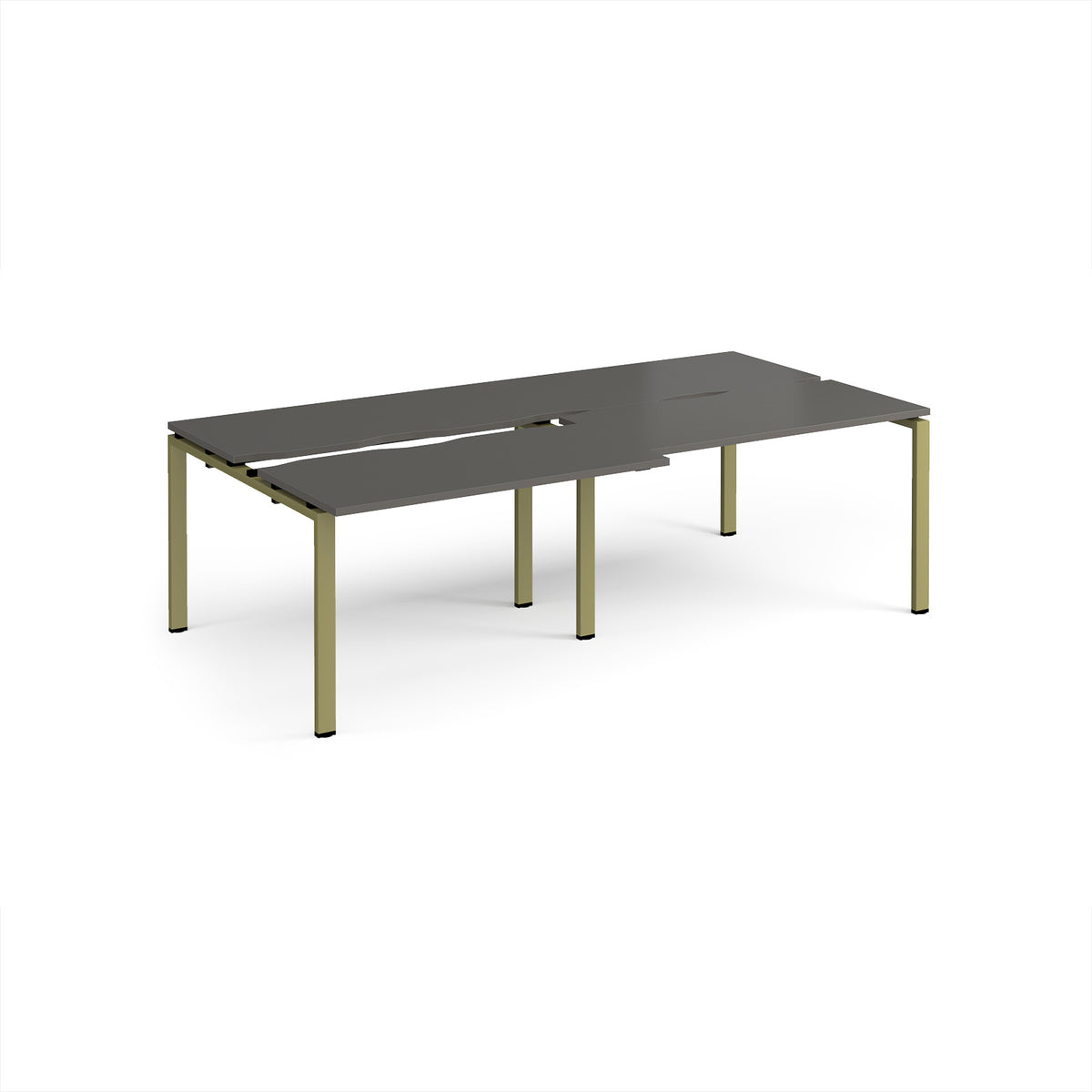Adapt sliding top double back to back desks 2400mm x 1200mm - green frame, storm grey top - view 1