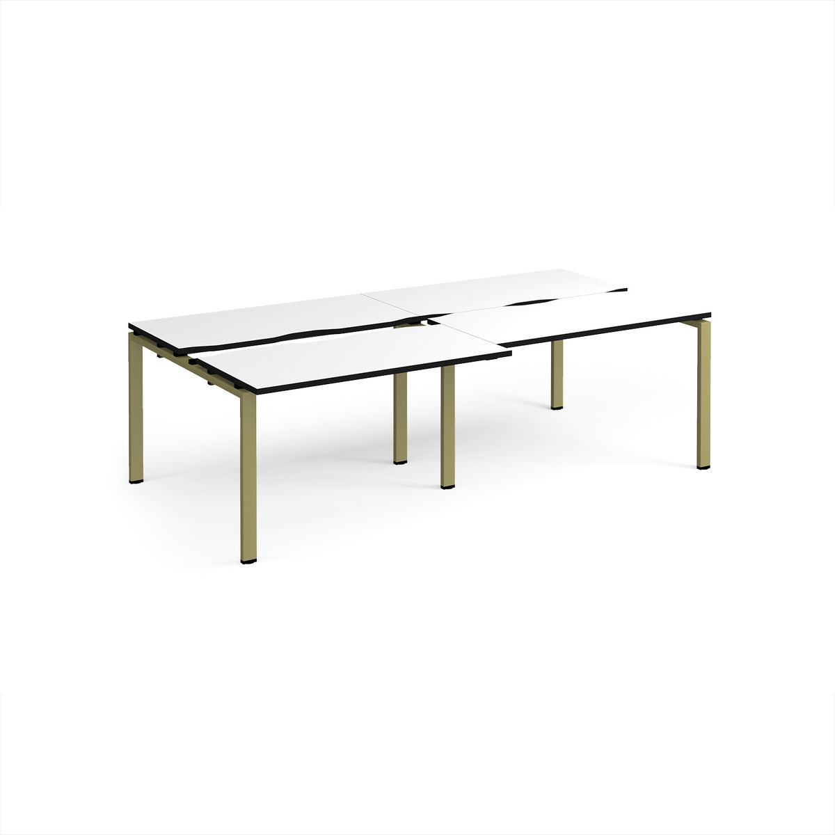 Adapt sliding top double back to back desks 2400mm x 1200mm - green frame, White Top, black edge - view 1