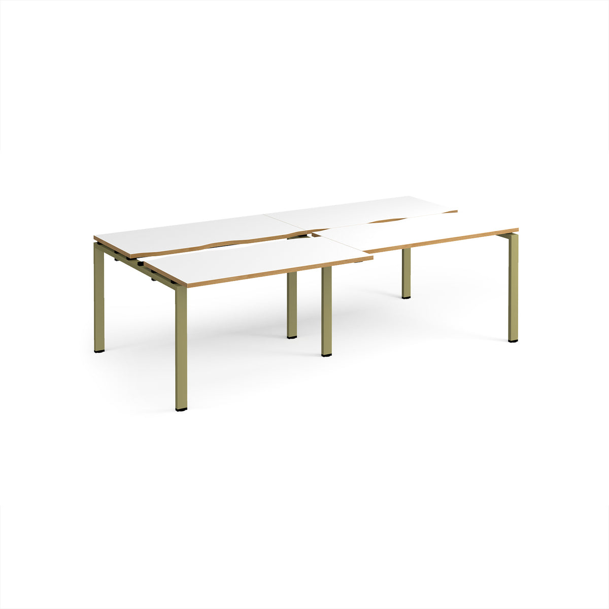 Adapt sliding top double back to back desks 2400mm x 1200mm - green frame, White Top, oak edge - view 1
