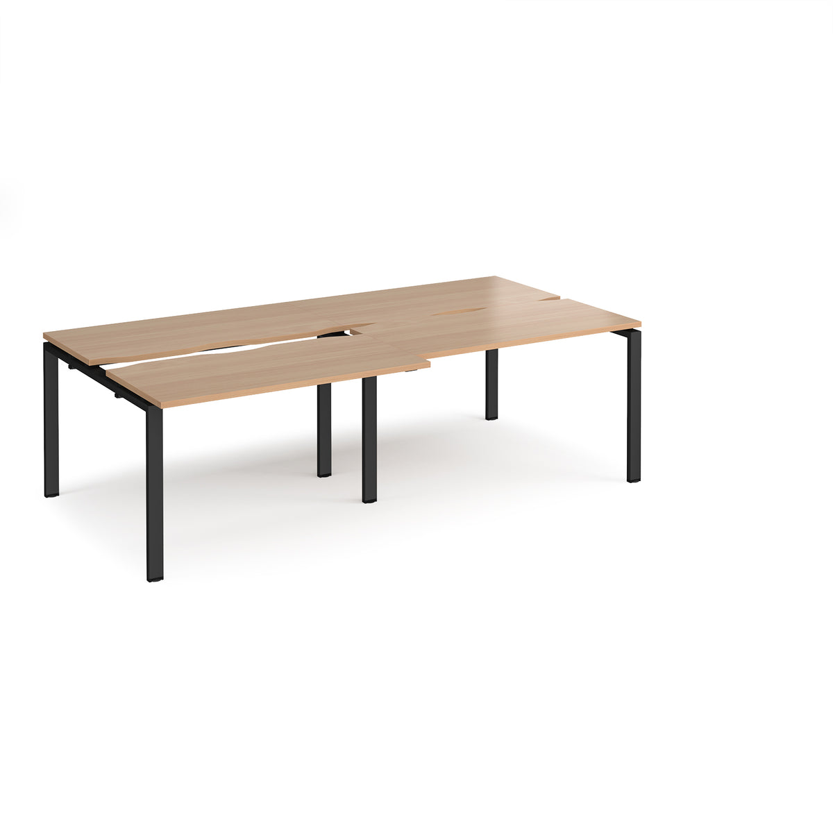 Adapt sliding top double back to back desks 2400mm x 1200mm - black frame, Beech top - view 1