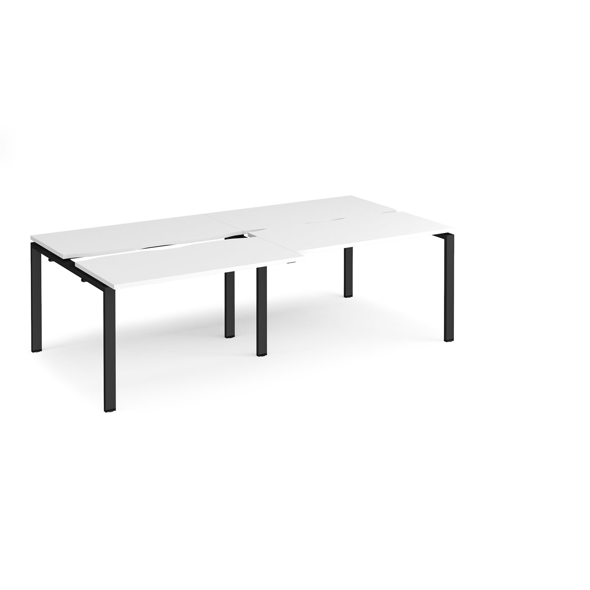 Adapt sliding top double back to back desks 2400mm x 1200mm - black frame, White Top - view 1