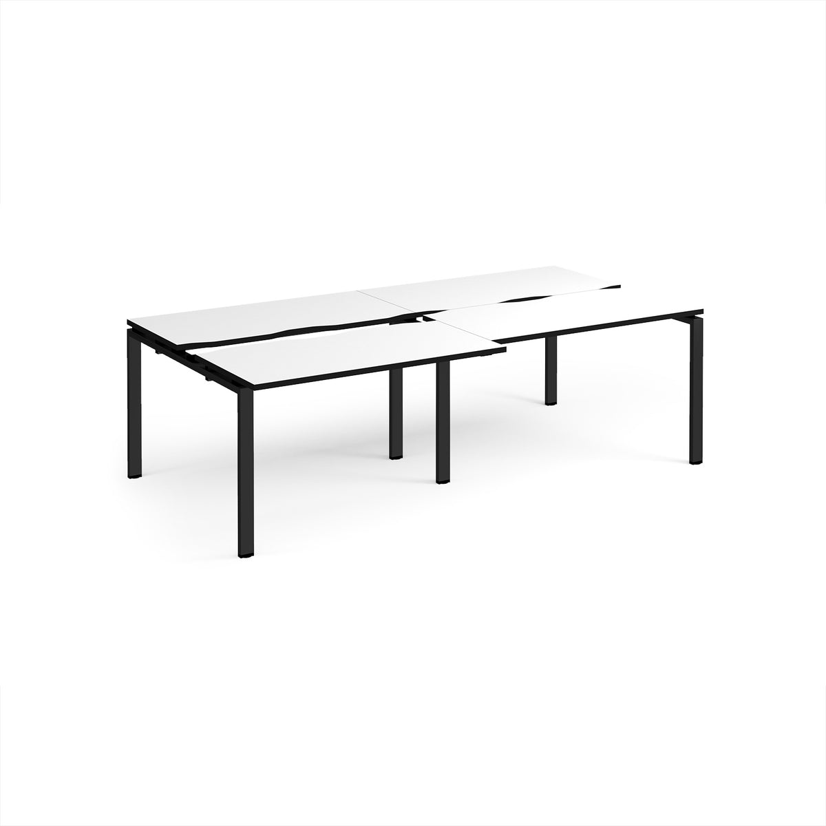 Adapt sliding top double back to back desks 2400mm x 1200mm - black frame, White Top, black edge - view 1