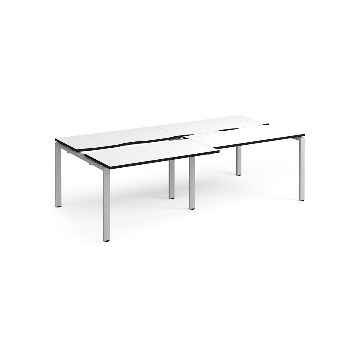 Adapt sliding top double back to back desks 2400mm x 1200mm - silver frame, White Top, black edge - view 1