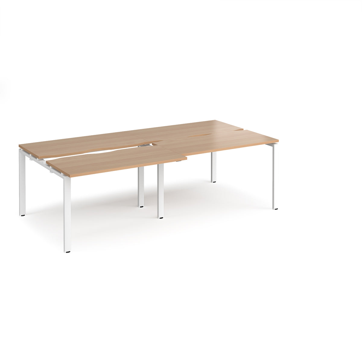 Adapt sliding top double back to back desks 2400mm x 1200mm - white frame, Beech top - view 1