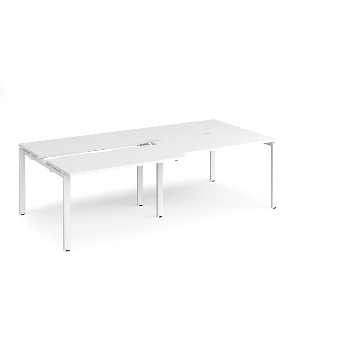 Adapt sliding top double back to back desks 2400mm x 1200mm - white frame, White Top - view 1