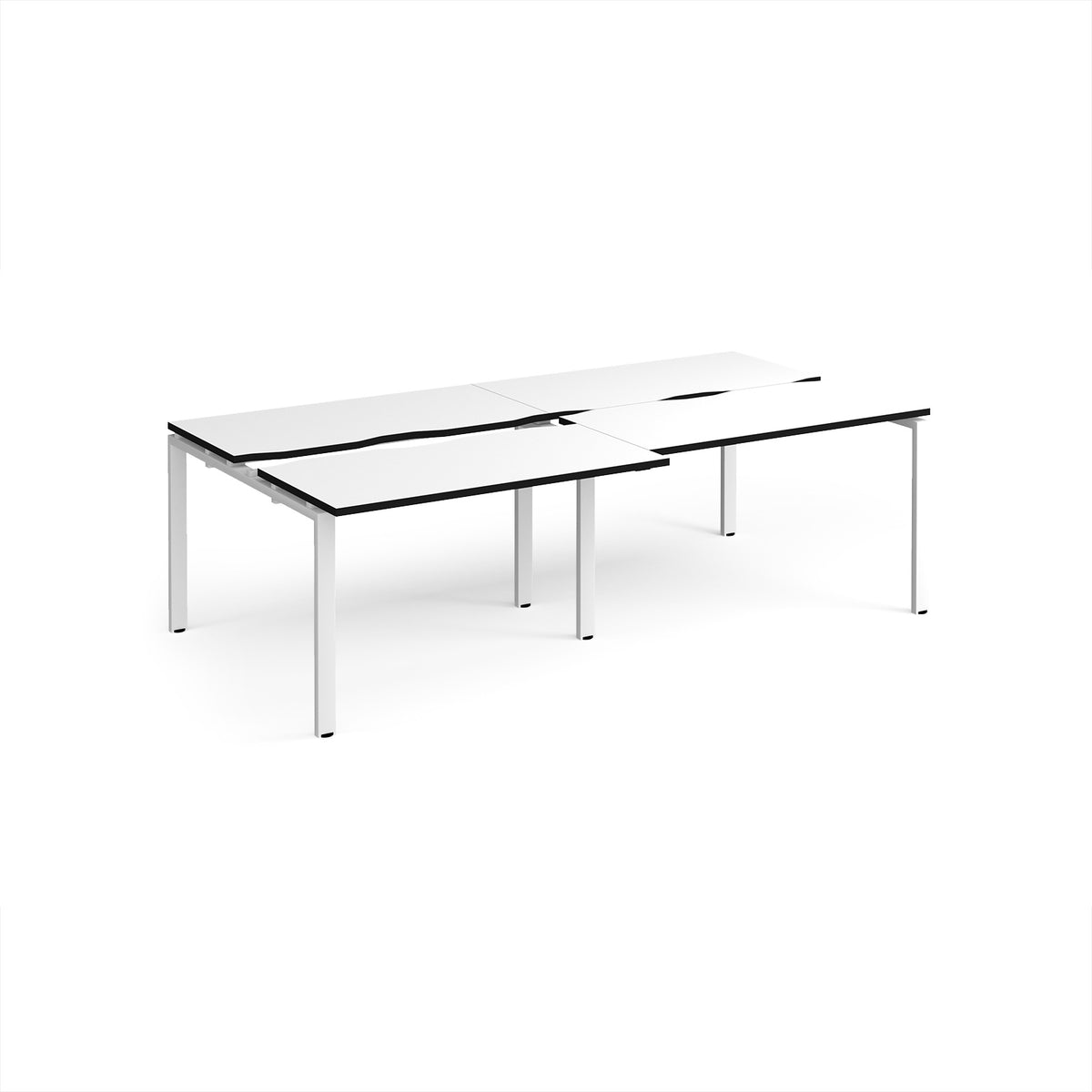 Adapt sliding top double back to back desks 2400mm x 1200mm - white frame, White Top, black edge - view 1