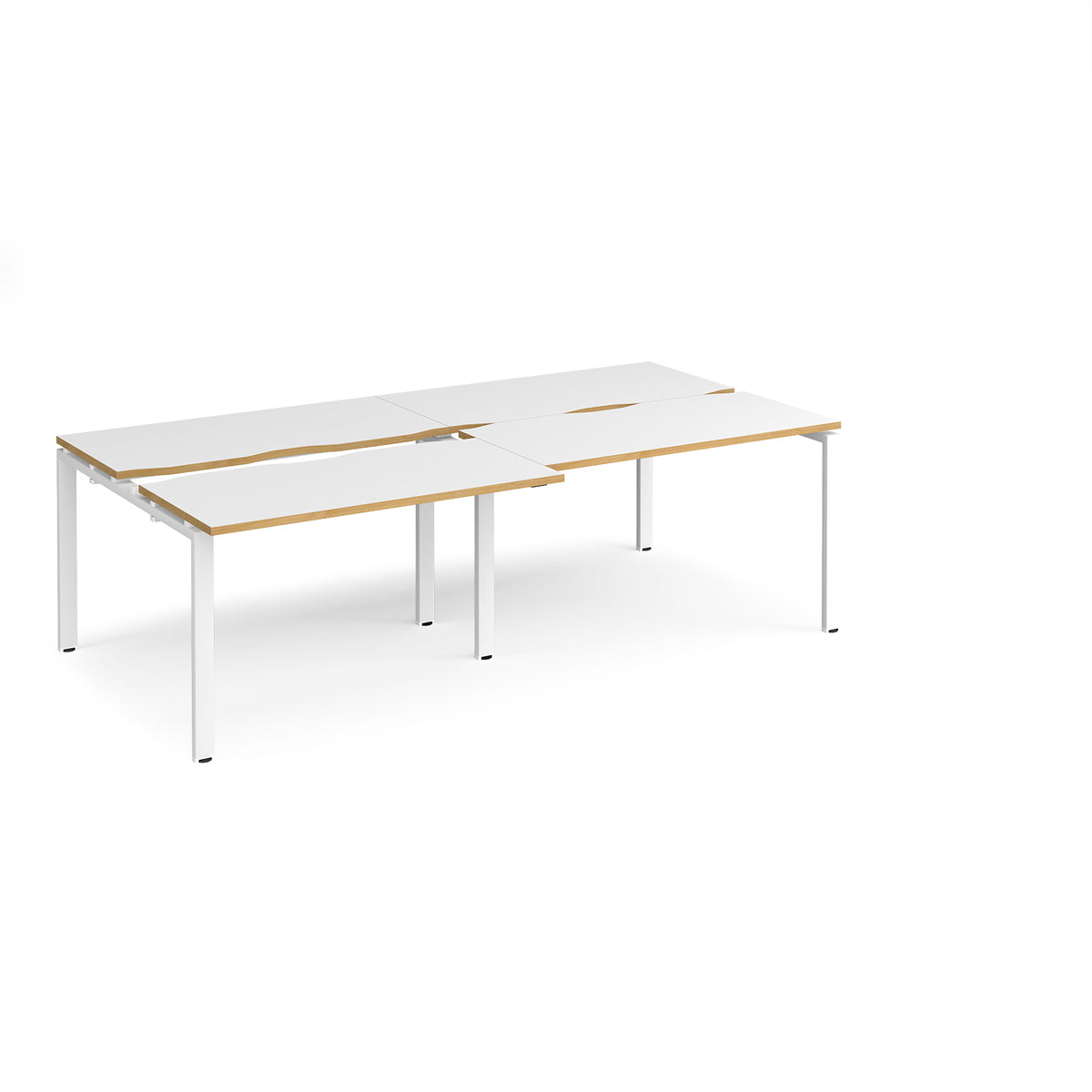 Adapt sliding top double back to back desks 2400mm x 1200mm - white frame, White Top with oak edging - view 1